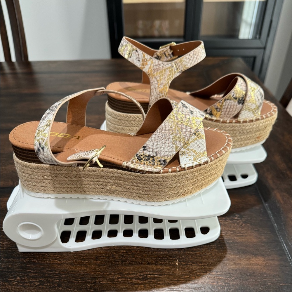 Soda metallic snake print sandal